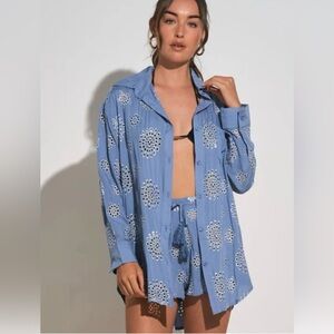 Elan Boyfriebd Button Down
Eyelet Cover Up or Shirt NWOT medium
